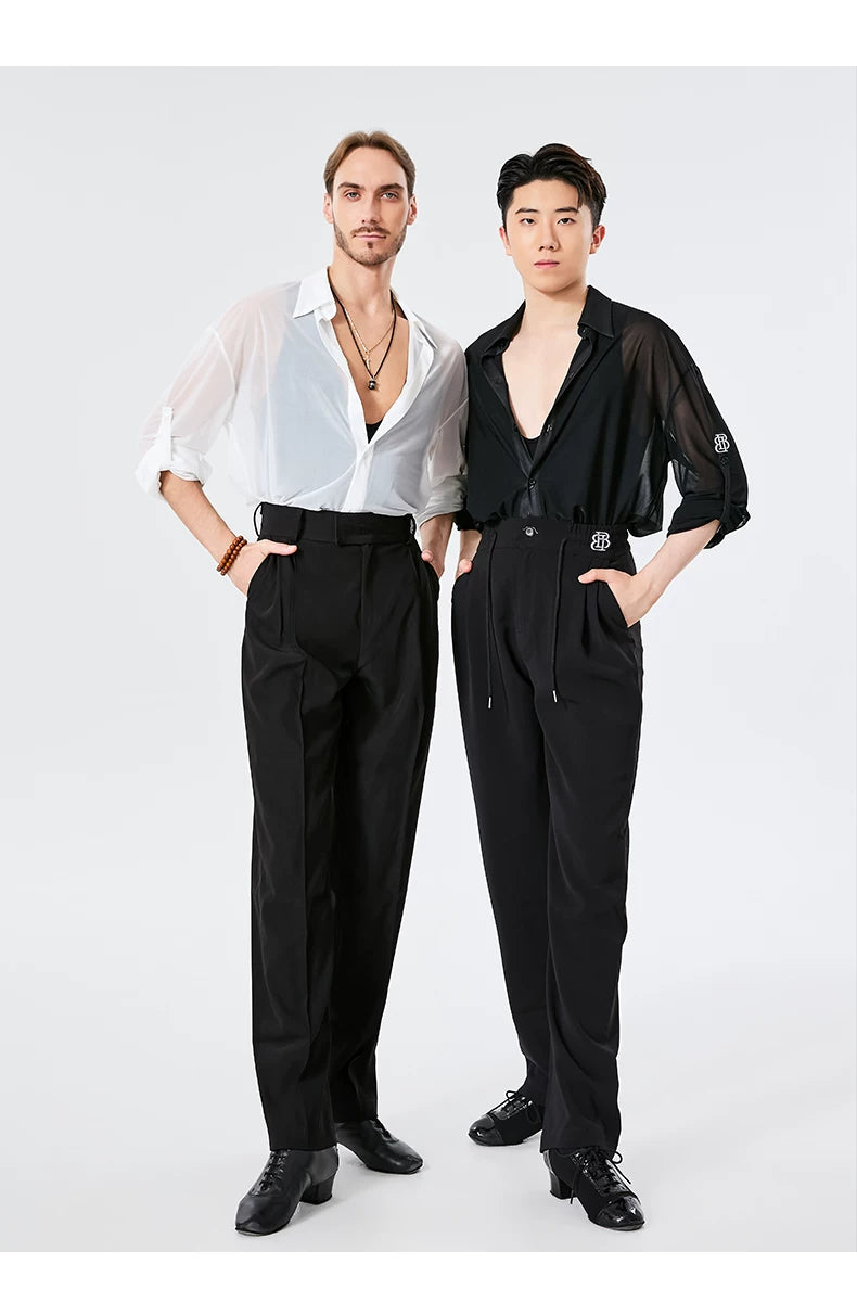 BOBO. L154 Men's Latin Dance Suit High-end Professional Practice Suit Adult Personality Performance Top Shirt Dance Suit
