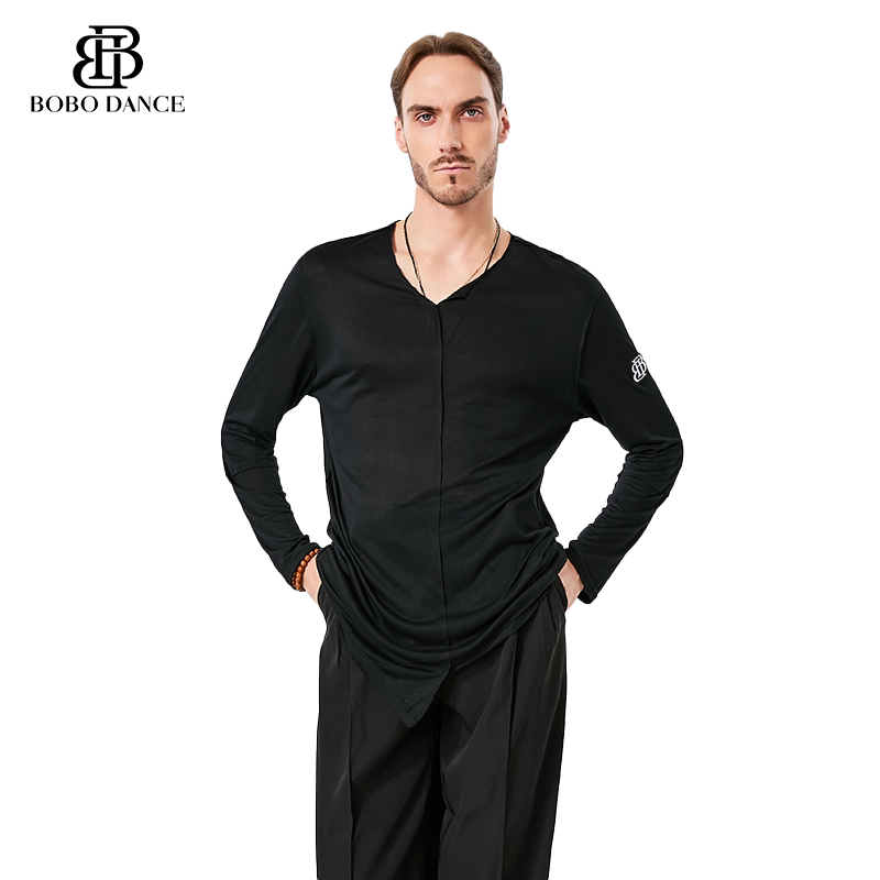 BOBO. L160 Boys Latin Dance Clothing High-end Professional Practice Clothing Men's Adult Loose Long Sleeve Top