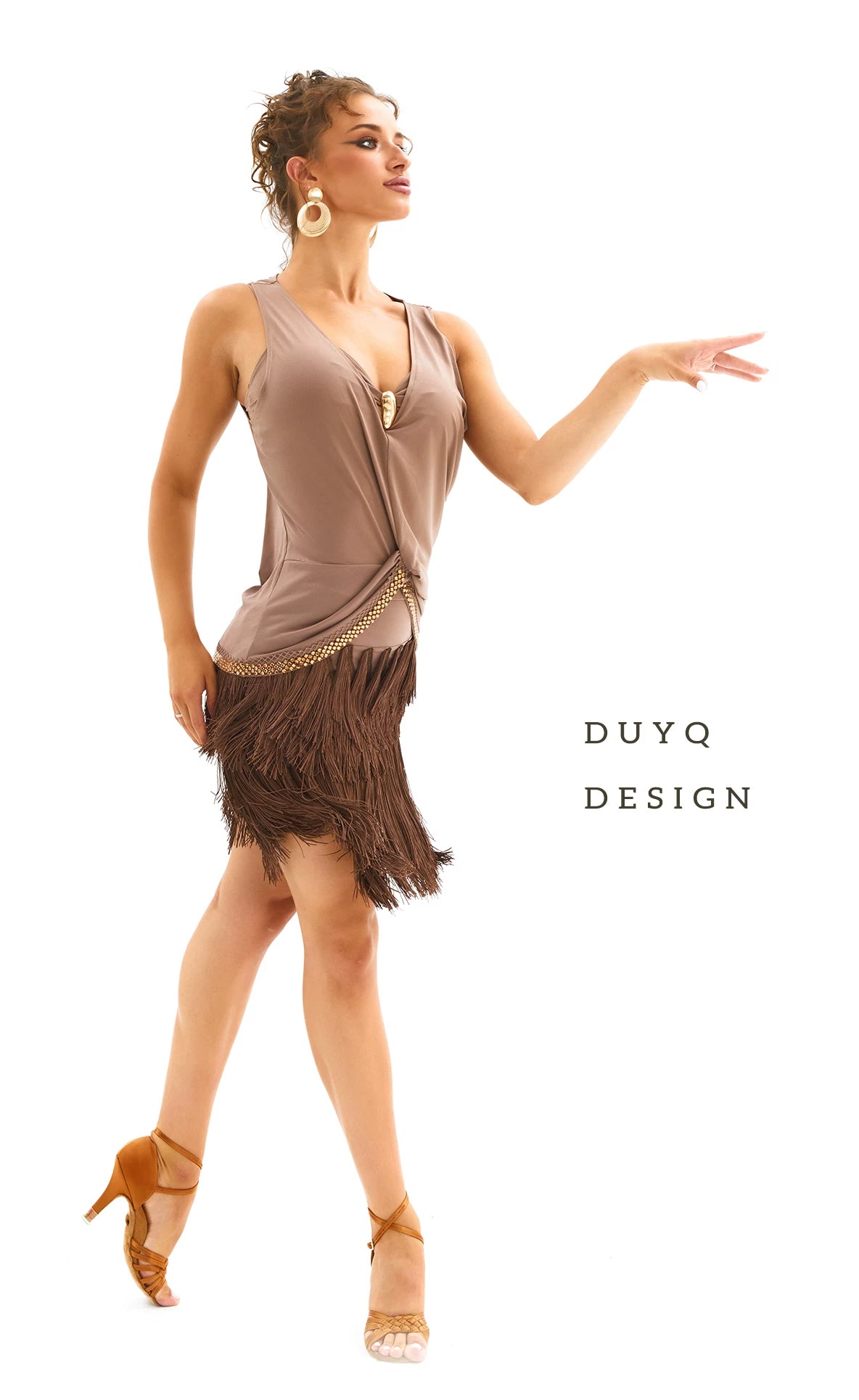 DUYQ [Polina-3] 001 Classic Minimalist Versatile Knot Top National Standard Latin Dance Practice Suit Professional