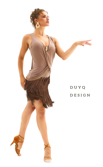 DUYQ [Polina-3] 001 Classic Minimalist Versatile Knot Top National Standard Latin Dance Practice Suit Professional