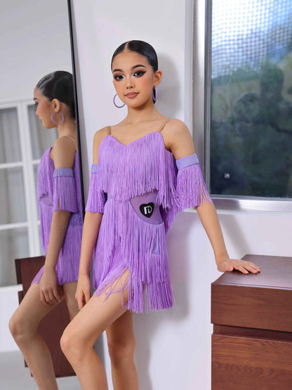 TID children's Latin dance suit fringed dress women's daily training suit performance suit ballroom dance suit CL2423