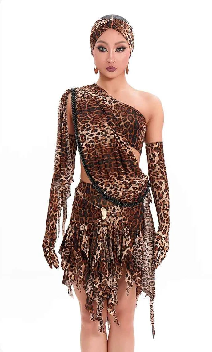 DUYQ "Leopard Hidden, Xia Ying" Latin 013 streamer tube top, national standard women's Latin dance practice suit