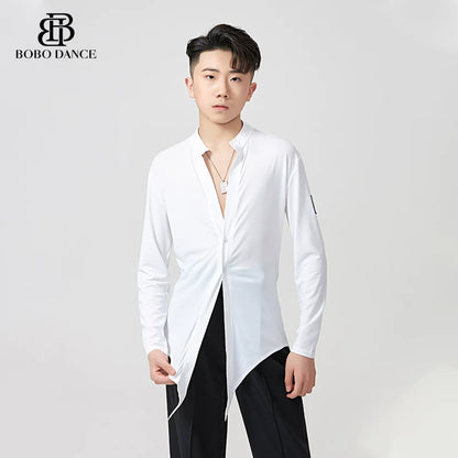 BOBO DANCE Latin Dance Suit Men's Long Sleeve Top Practice Suit Loose Couple Shirt Premium Shirt Professional Art School Student