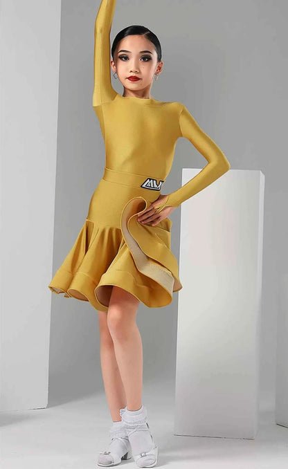 MLX8921 Latin dance girls long-sleeved competition stipulates that children's national standard dance performance practice clothing