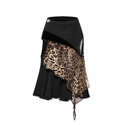 DUYQ "Chasing Leopard Girl" 010 Original Hollow-out Splicing Skirt National Standard Women's Latin Dance Practice Performance Suit