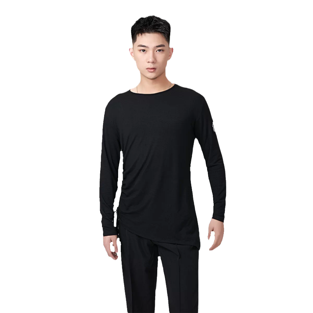 BOBO DANCE Boys Latin Dance Suit Crew Neck Black and White T-Shirt Men's Ballroom Dance Professional Latin Practice Suit Dance Top