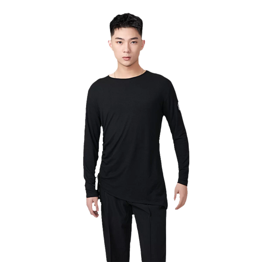 BOBO DANCE Boys Latin Dance Suit Crew Neck Black and White T-Shirt Men's Ballroom Dance Professional Latin Practice Suit Dance Top - Mine·Jas