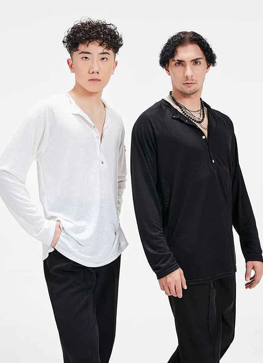 BOBO Boys Latin Dance Suit Professional Top Adult Practice Suit Art Test Performance Training Suit Men's Shirt