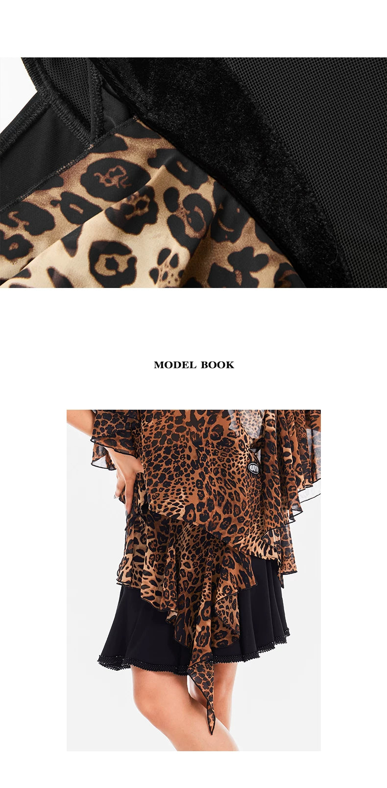 DUYQ "Chasing Leopard Girl" 010 Original Hollow-out Splicing Skirt National Standard Women's Latin Dance Practice Performance Suit