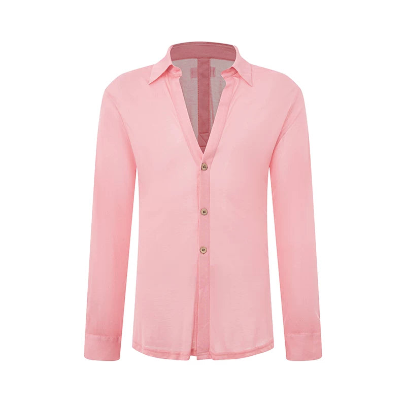 DUYQ "New Men" 017-breasted slim-fit shirt national standard men's Latin dance professional practice clothes daily