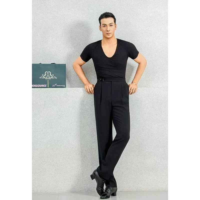 DONGXIN Men's Latin Dance Three-dimensional Pleated Pipe Pants NK857