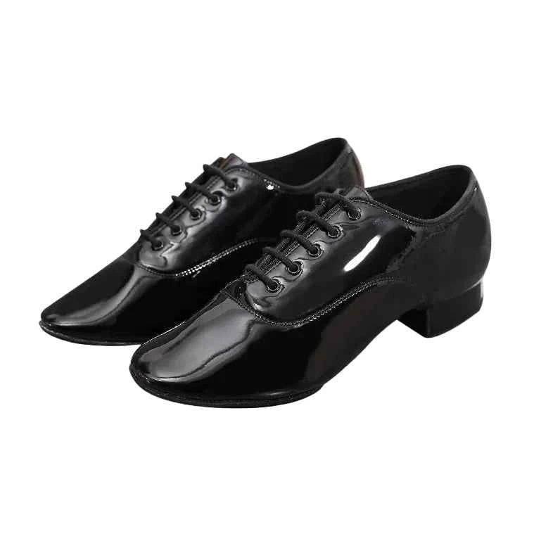 DRH-302 Men's Leather Ballroom Dance Shoes Low Heel Soft Sole Social Dance Waltz Dance