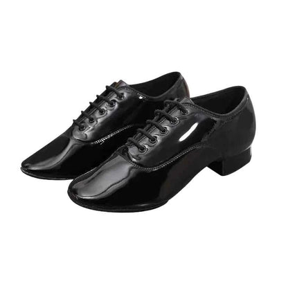 DRH-302 Men's Leather Ballroom Dance Shoes Low Heel Soft Sole Social Dance Waltz Dance