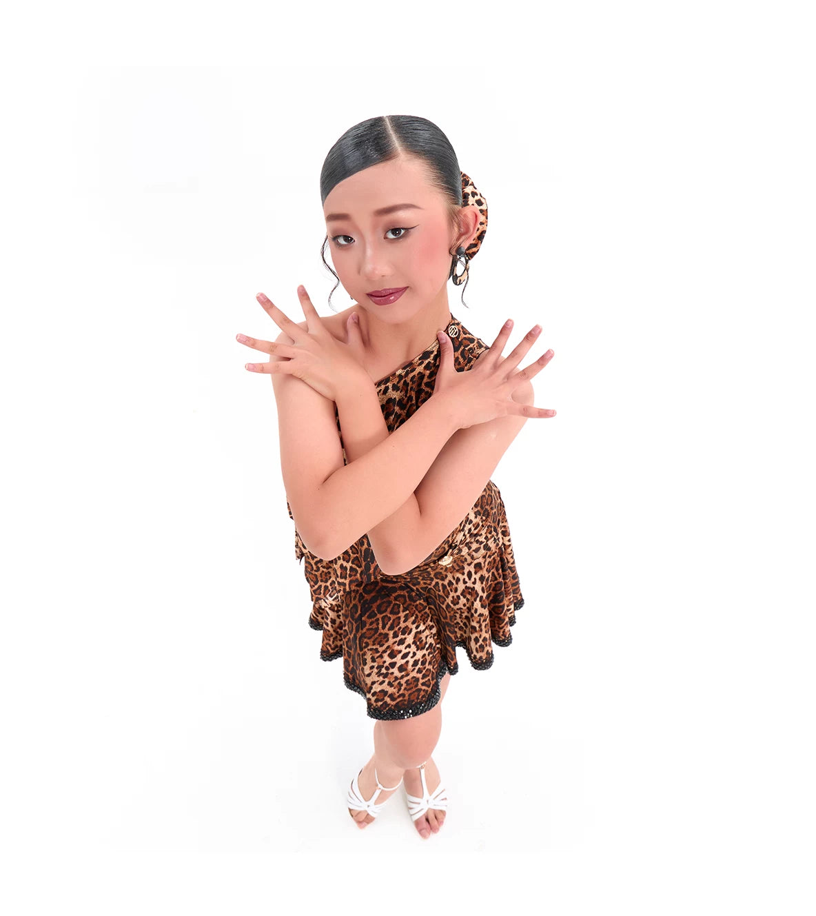 DUYQ children's style "Leopard Hidden Xia Ying" 008 streamer tube top Latin dance girls practice clothes - Mine·Jas