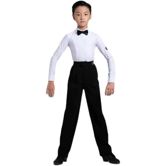 G.DANCE Children's Dance Costume Boys Latin Modern Dance White Shirt Trousers Performance Competition Regulations Uniform 5105