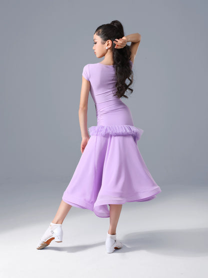 TID.0399 Children's Short Sleeve Children's Ballroom Dance Suit Girls