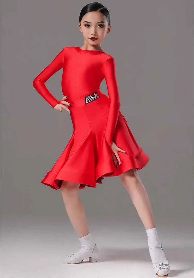 MLX Children's Latin Dance Costumes Girls' Performance Costumes Grading Regulations Children's Latin Dance Competition Costumes