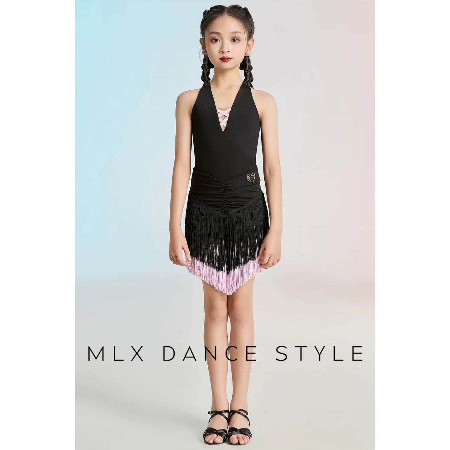 MLX summer new children's new Latin dance practice suit high-end fringed skirt performance suit
