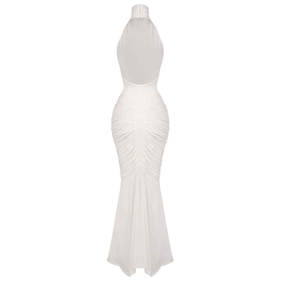 Z0069 High collar halter neck slim long skirt