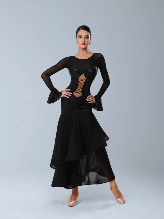 TID.D023 ballroom dance table performance suit adult temperament long skirt national ballroom dance suit