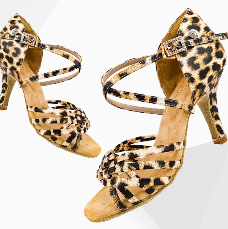ABA Ladies Leopard Print Latin Dance Shoes Soft Sole