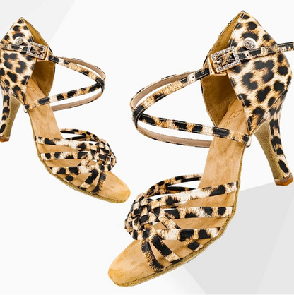 ABA Ladies Leopard Print Latin Dance Shoes Soft Sole