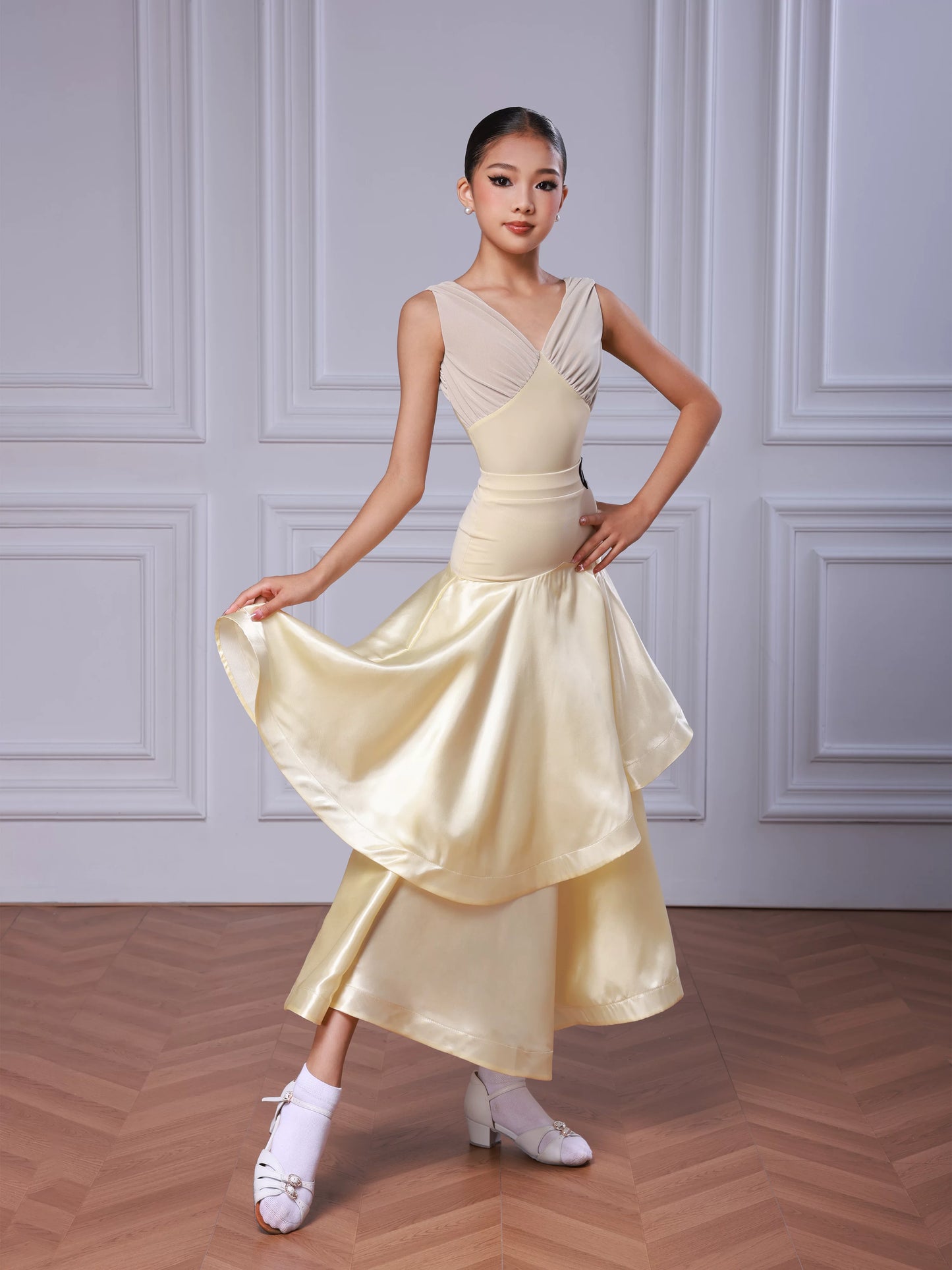 TID Modern Dance Suit Girls Waltz Ballroom Dance Suit Daily Training Pop Skirt CM2422