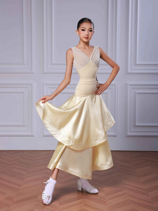 TID Modern Dance Suit Girls Waltz Ballroom Dance Suit Daily Training Pop Skirt CM2422