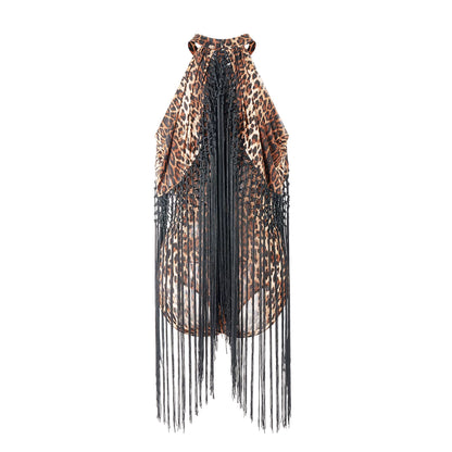 DUYQ "Leopard Hidden, Xia Ying" Modern 009 Neck Fringed Top National Standard Women's Modern Dance Clothing Professional New Products