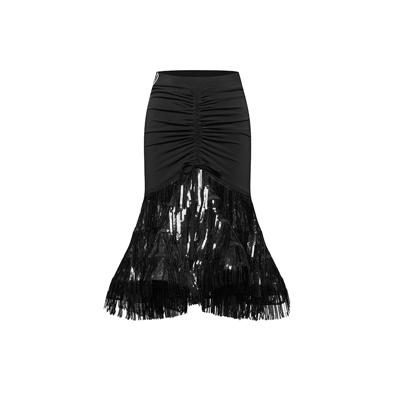 DUYQ "Black and White" women's 012 classic replica drawstring skirt national standard Latin dance practice suit advanced
