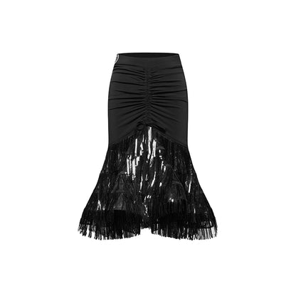 DUYQ "Black and White" women's 012 classic replica drawstring skirt national standard Latin dance practice suit advanced
