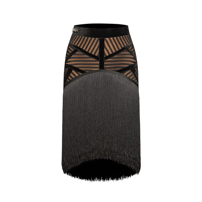 DUYQ [NSAD] 014 geometric splicing skirt national standard women's Latin dance practice performance professional class uniform