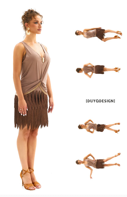DUYQ [Polina-3] 001 Classic Minimalist Versatile Knot Top National Standard Latin Dance Practice Suit Professional