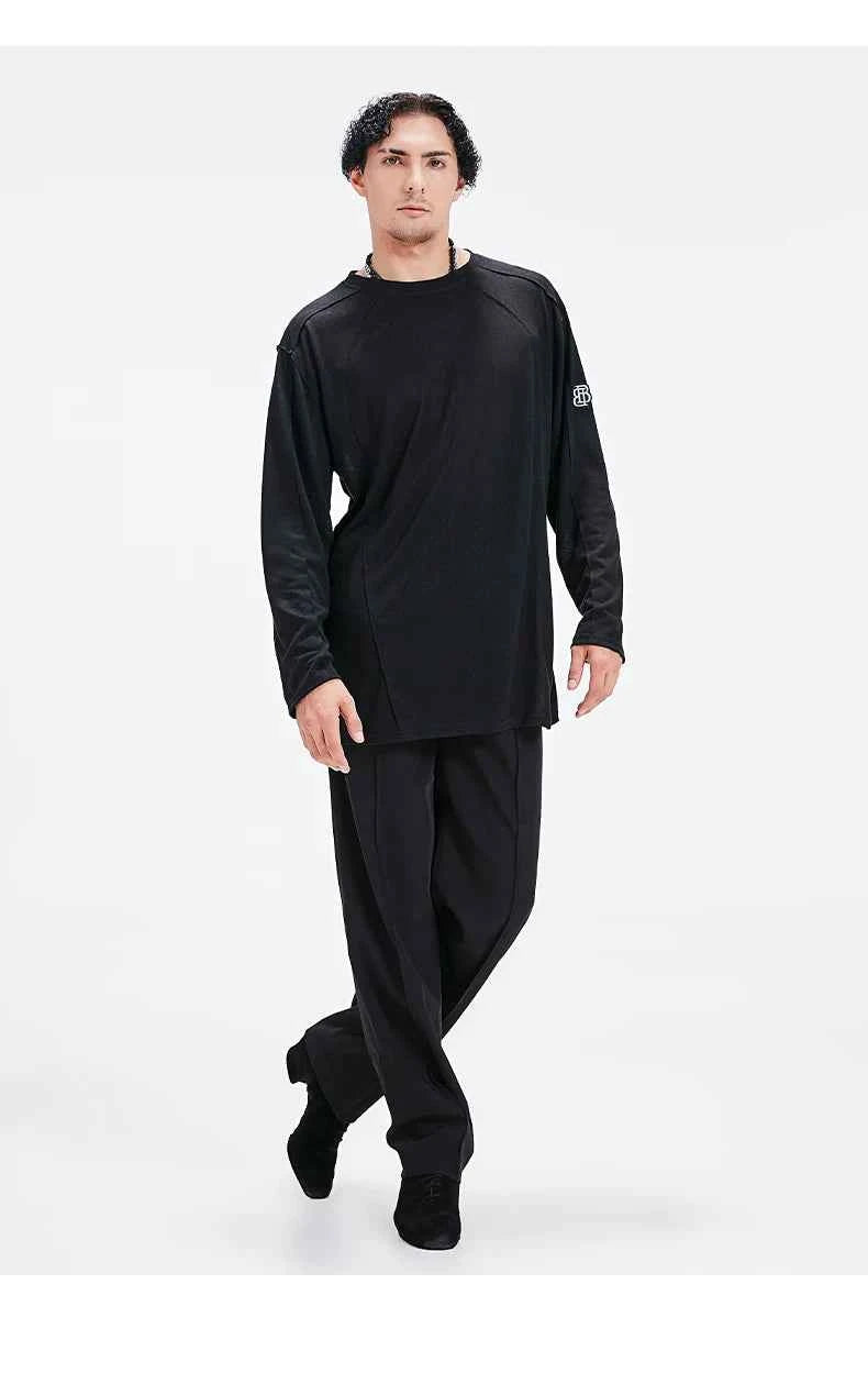 BOBO Boys Latin Dance Suit T-Shirt Men's Ballroom Dance Professional Training Latin Practice Suit Dance Top