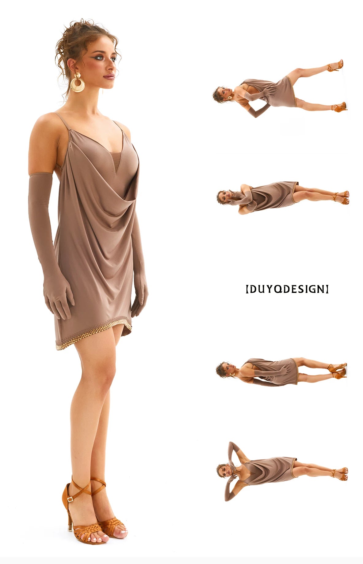 DUYQ [Polina-3] 016 Classic Original Swinging Collar Suspender Dress National Standard Women's Latin Dance Practice Suit