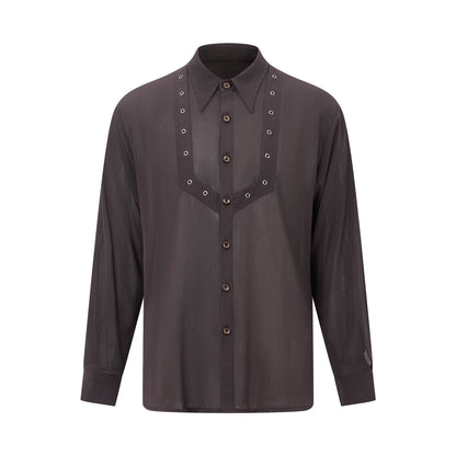 DUYQ "Men's Series" 005 Light and thin texture long-sleeved shirt National standard men's Latin dance practice clothes