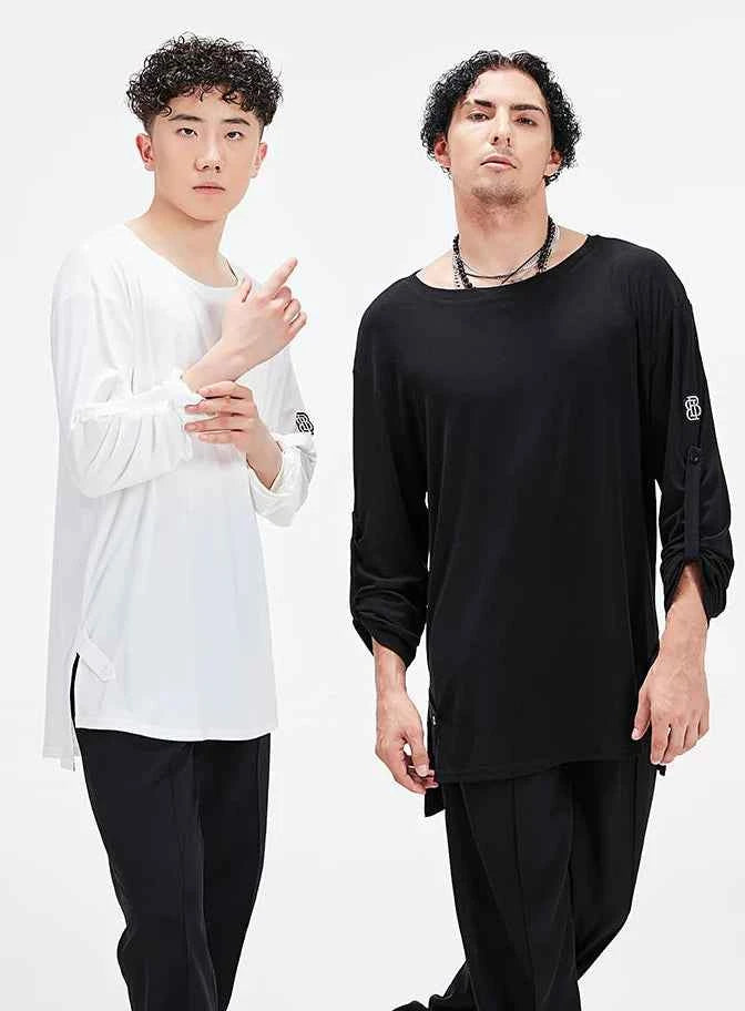 BOBO Boys Latin Dance Suit Crew Neck Black and White T-Shirt Men's Ballroom Dance Professional Latin Practice Suit Dance Top