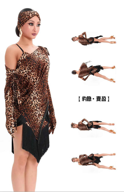 DUYQ "Leopard Hidden, Xia Ying" Latin 009 Loose Adjustable Top National Standard Women's Latin Dance Practice Suit - Mine·Jas