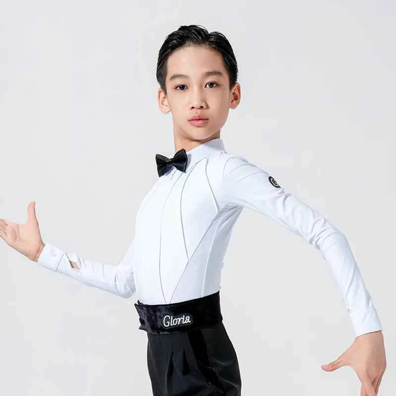 G.DANCE Children's Dance Boys Latin Modern Dance White Shirt Trousers Show Competition Regulations