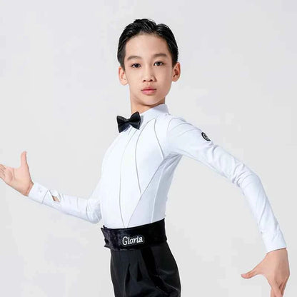 G.DANCE Children's Dance Boys Latin Modern Dance White Shirt Trousers Show Competition Regulations