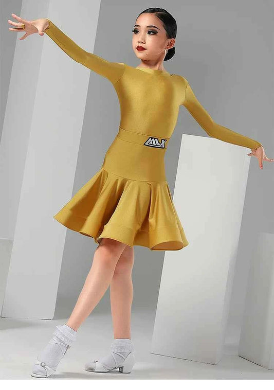 MLX8921 Latin dance girls long-sleeved competition stipulates that children's national standard dance performance practice clothing