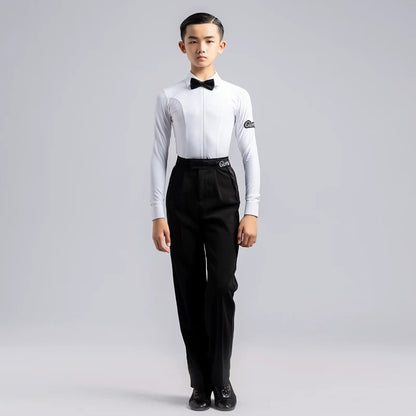 G.DANCE Children's Dance Costume Boys Latin Modern Dance White Shirt Trousers Performance Competition Regulations Uniform 5103