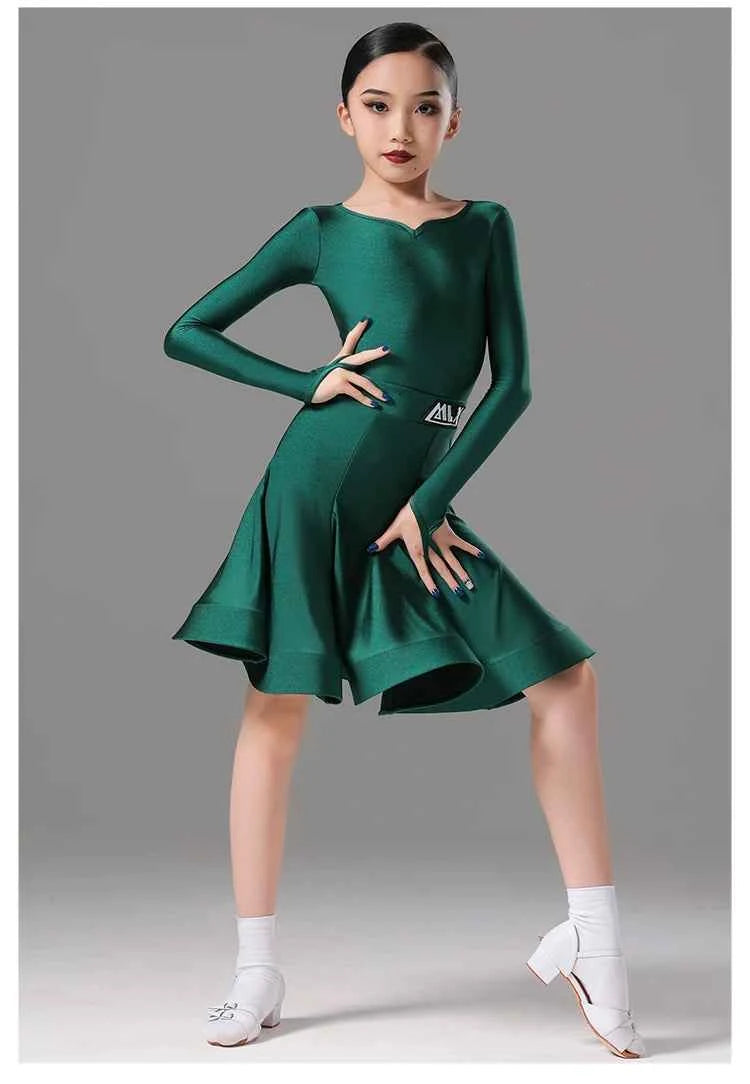 MLX Children's Professional Dance Competition Clothing Latin Dance Girls' Grading Regulations Clothing Large Skirt Competition Clothing
