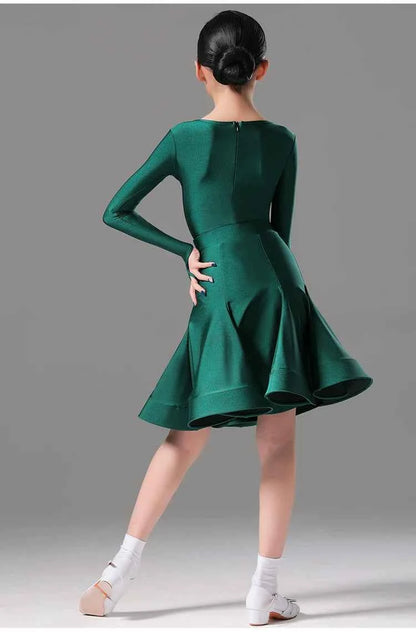 MLX Children's Professional Dance Competition Clothing Latin Dance Girls' Grading Regulations Clothing Large Skirt Competition Clothing