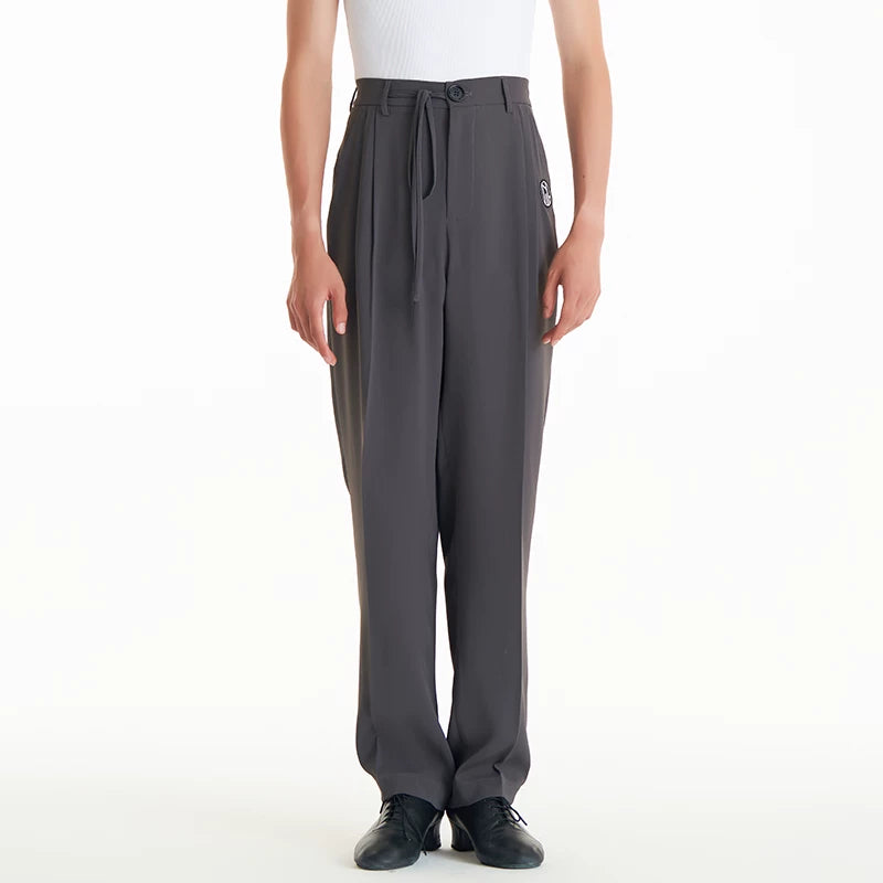 DUYQ men's series 017 thin drawstring lace-up trousers Latin dance professional practice performance clothes black and gray