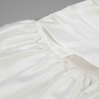 BD2597 Mermaid one-shoulder black and white contrasting satin dress