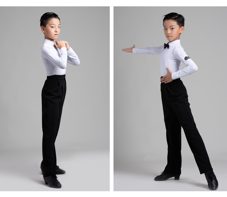 G.DANCE Children's Dance Costume Boys Latin Modern Dance White Shirt Trousers Performance Competition Regulations Uniform 5105