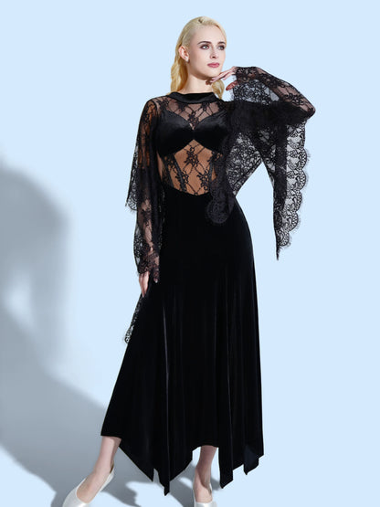 TID ballroom dance dress women's new lace floating sleeves ballroom dance big swing skirt adult senior national ballroom dance