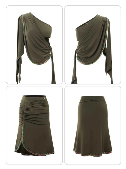 DUYQ "Green Limited" 005 streamer tube top national standard women's Latin dance practice clothes professional new products