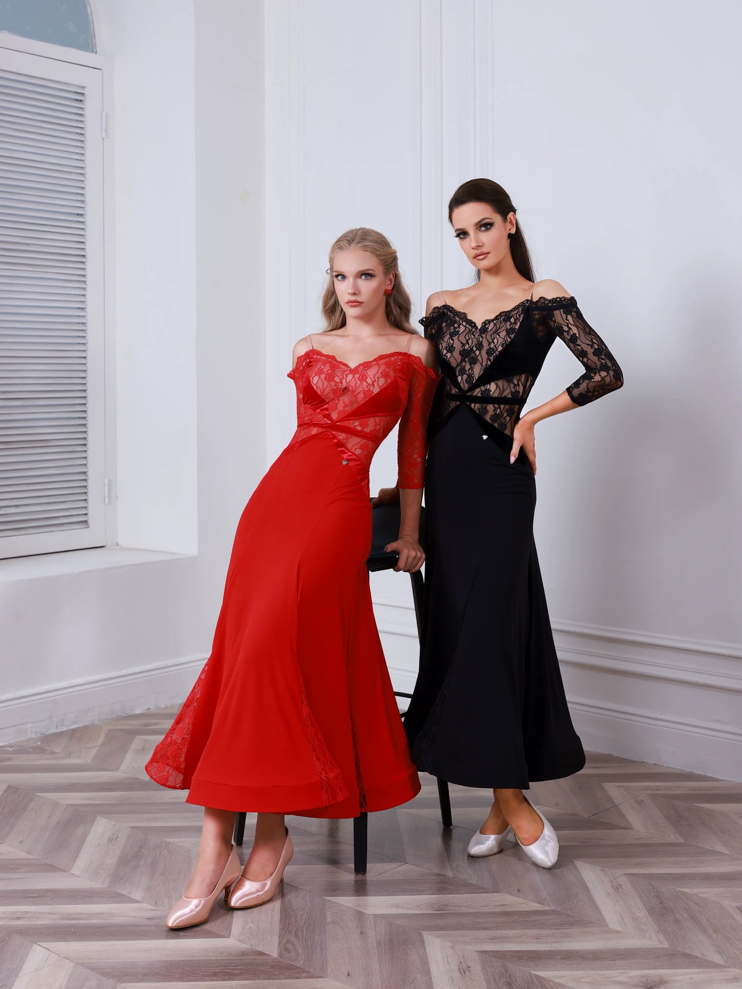 TID ballroom dance dress long-sleeved lace dress waltz ballroom dance dress D027H